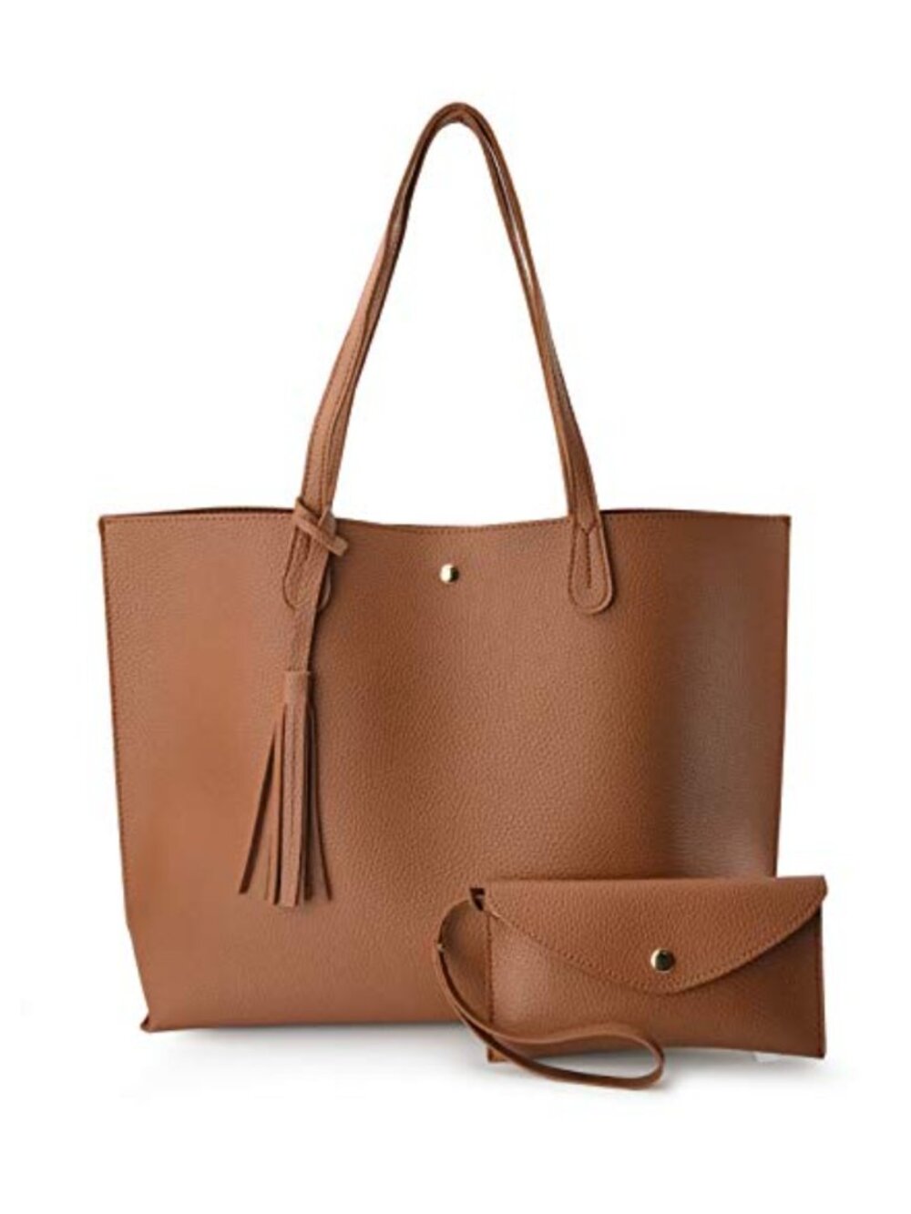 Minimalist Clean Cut Pebbled Faux Leather Tote Women Shoulder Handbag